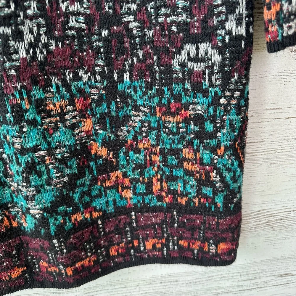J. JILL Multicolor Duster Coatigan Sweater Cardigan Rainbow Art to Wear SP